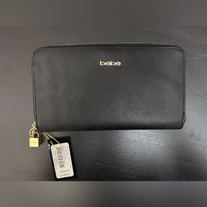 Bebe black big zipper wallet